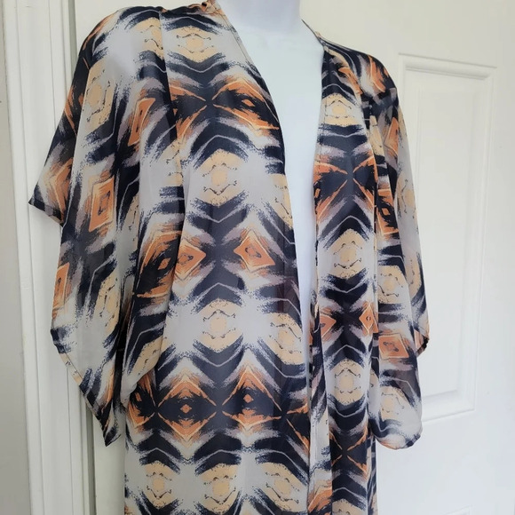 Roffe Accessories Lightweight Kimono Robe Swim Cover Up Multicolor Print 1 Size - Picture 2 of 9